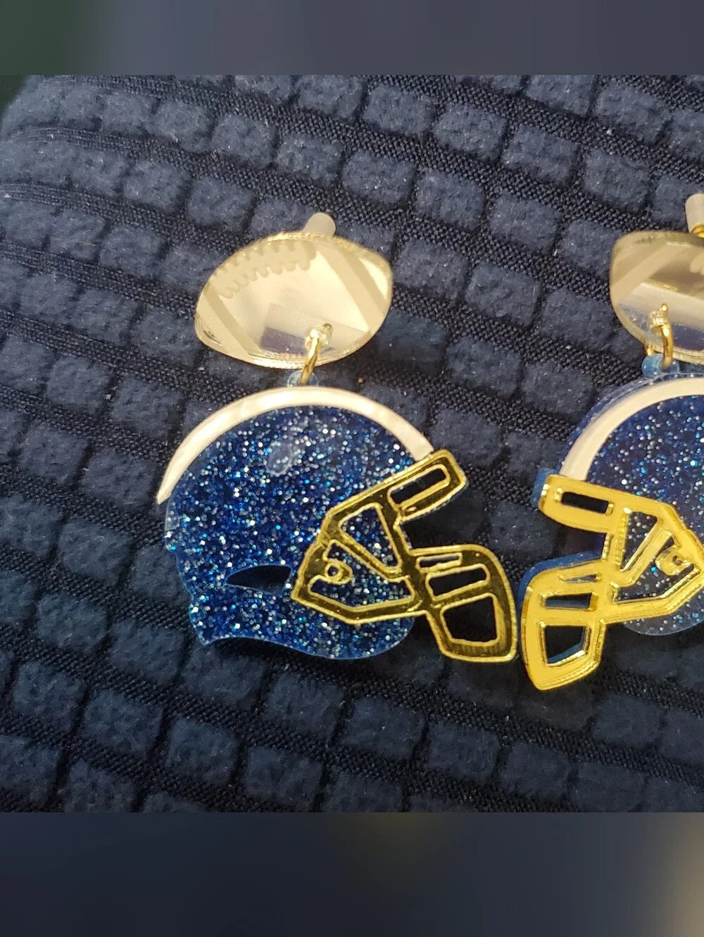 **SALE** Blue Football Helmet Earrings
